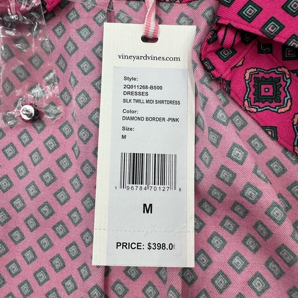 NWT vineyard vines Long Sleeve Silk Blend Twill Midi Shirtdress in Diamond Sz M - Picture 10 of 14